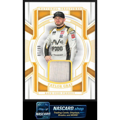 2025 Panini National Treasures #RUF-TGY Taylor Gray Race Used Firesuit Gold #/10