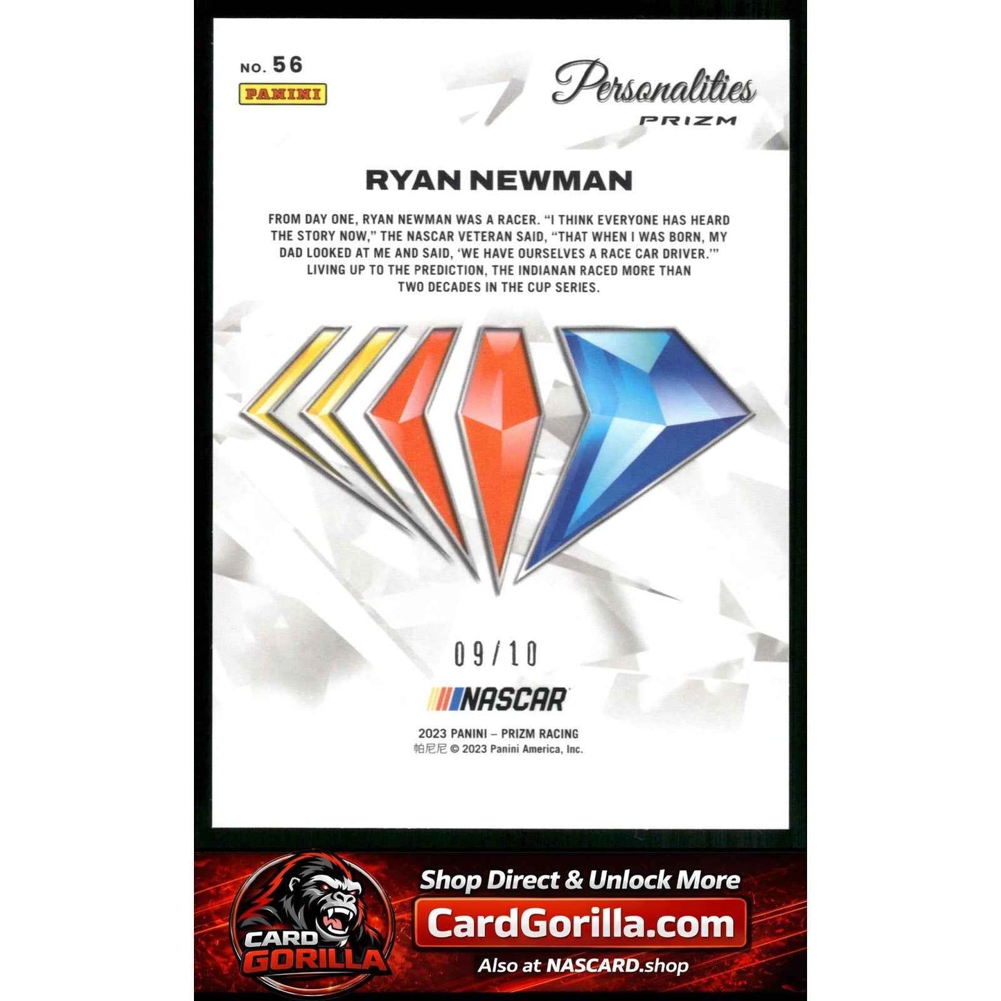 2023 Panini Prizm #56 Ryan Newman NASCAR 75th Anniversary Gold #/10