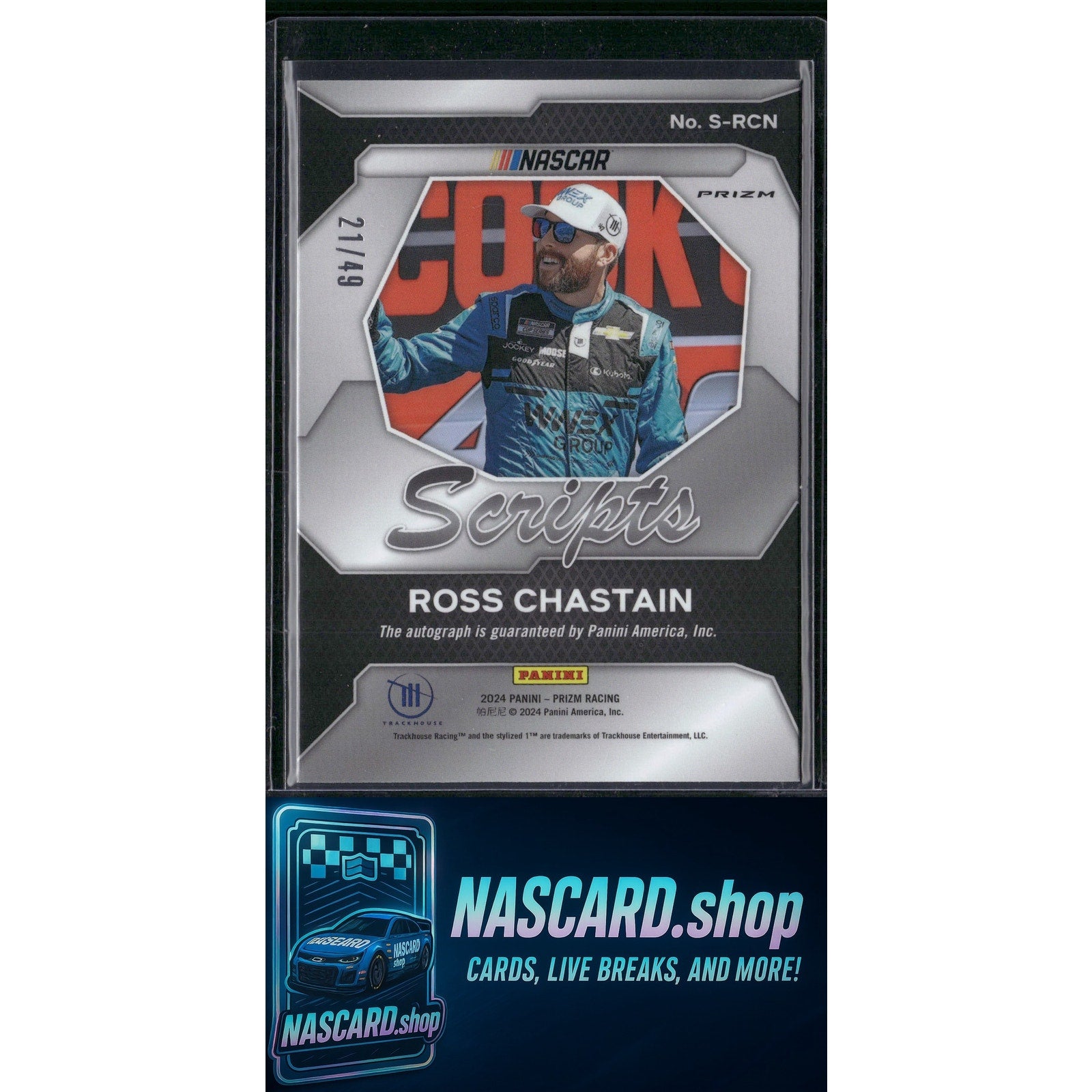 2024 Panini Prizm #S-RCN Ross Chastain Scripts Blue #/49 - NASCARD.shop