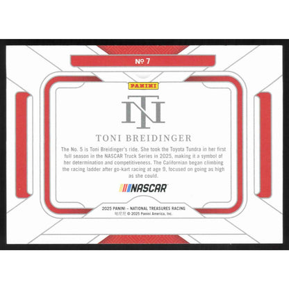 2025 Panini National Treasures #7 Toni Breidinger Rides