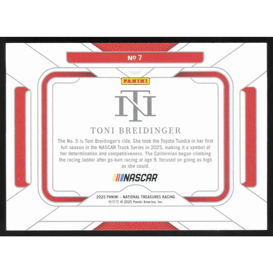 2025 Panini National Treasures #7 Toni Breidinger Rides