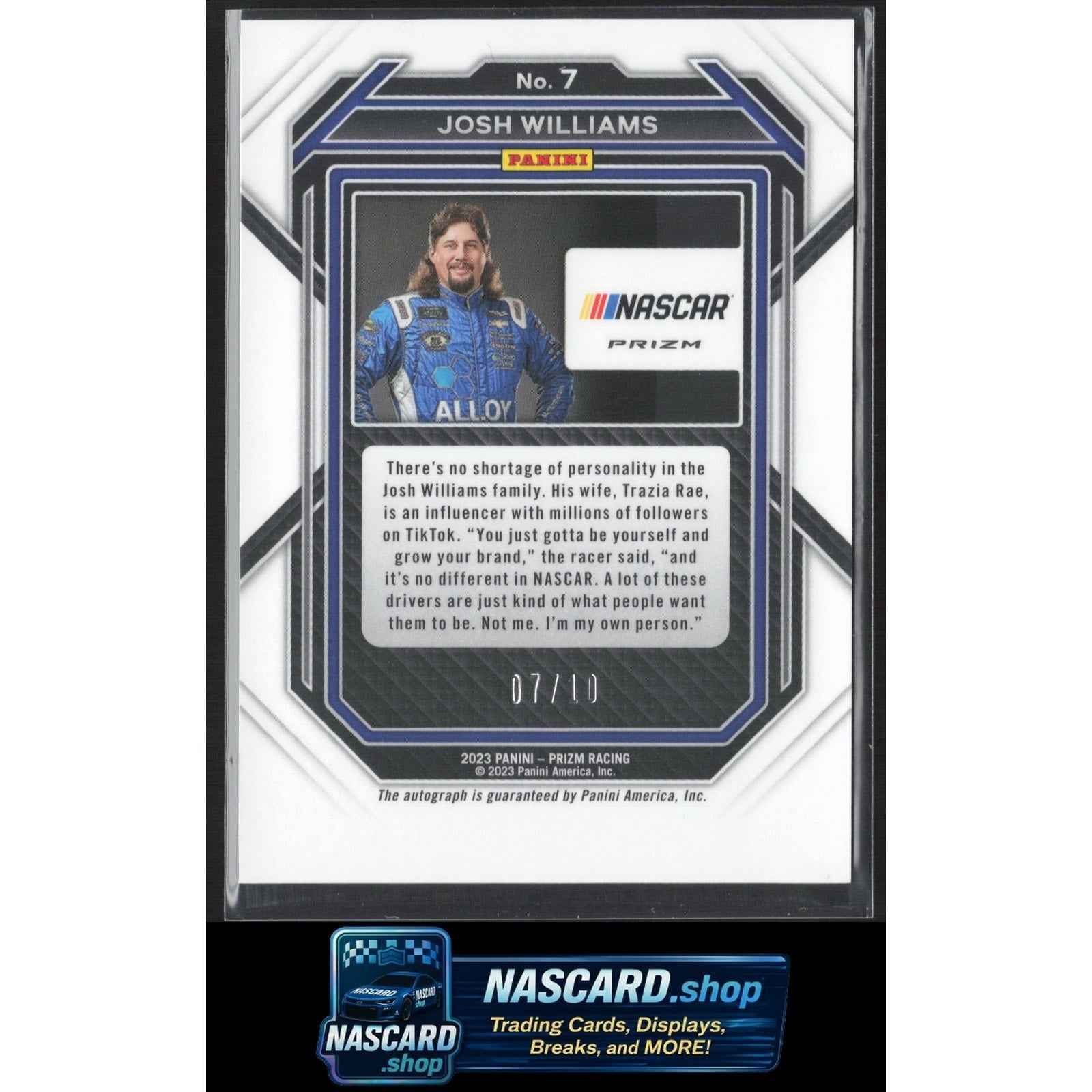 2023 Panini Prizm #7 Josh Williams Gold Prizm Signatures #/10