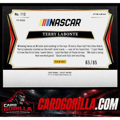 2025 Panini Select #112 Terry Labonte Purple Prizms #/85