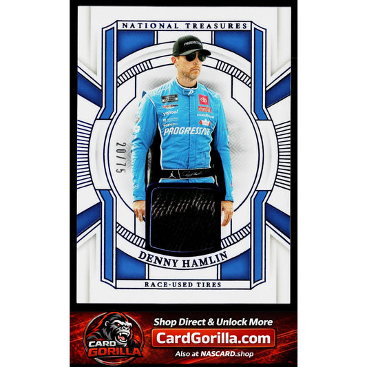 2025 Panini National Treasures #RUT-DHN Denny Hamlin Race Used Tires Blue #/75