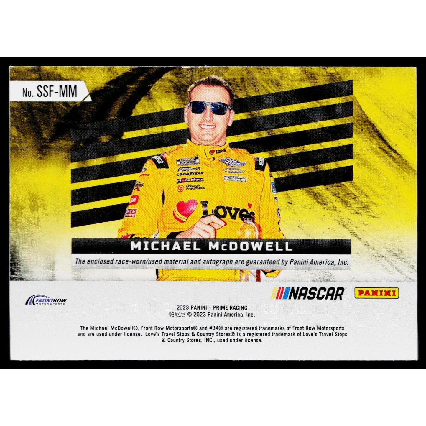 Michael McDowell 2023 Panini Prime - Souvenir Signatures Tires #/25