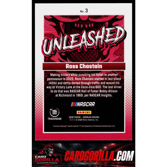 2026 Donruss #3 Ross Chastain Unleashed Purple Ice #/149
