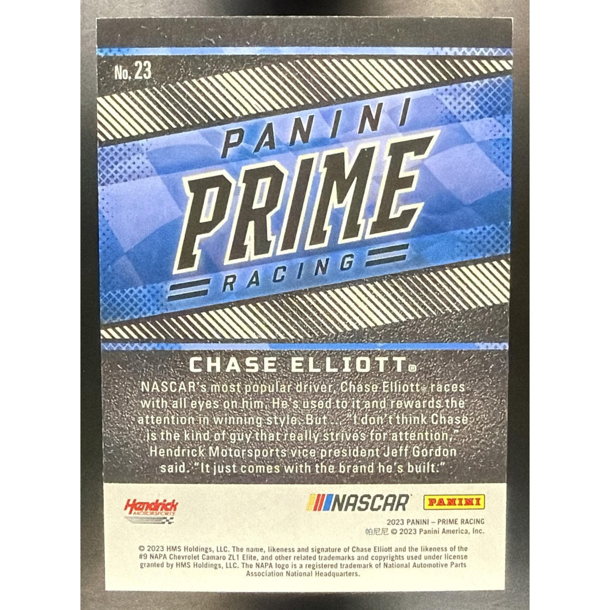 2023 Panini Prime Chase Elliott #23 26/49