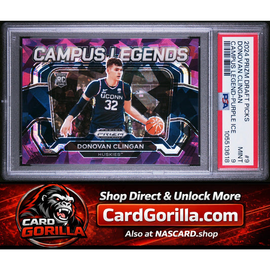 2024 Panini Prizm Draft Picks Campus Legends #9 Donovan Clingan Purple Ice PSA 9