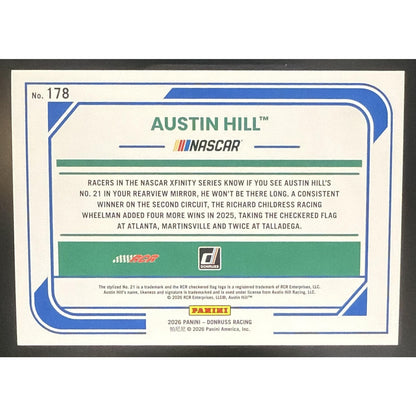 2026 Panini Donruss NASCAR Racing Austin Hill #178 Rides Carolina Blue Laser /99