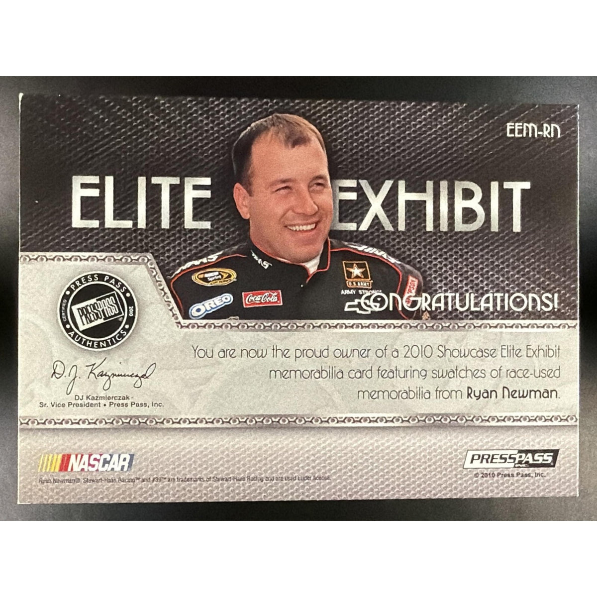 2010 Press Pass Showcase Ryan Newman Elite Exhibit Memorabilia 4th Gear /5