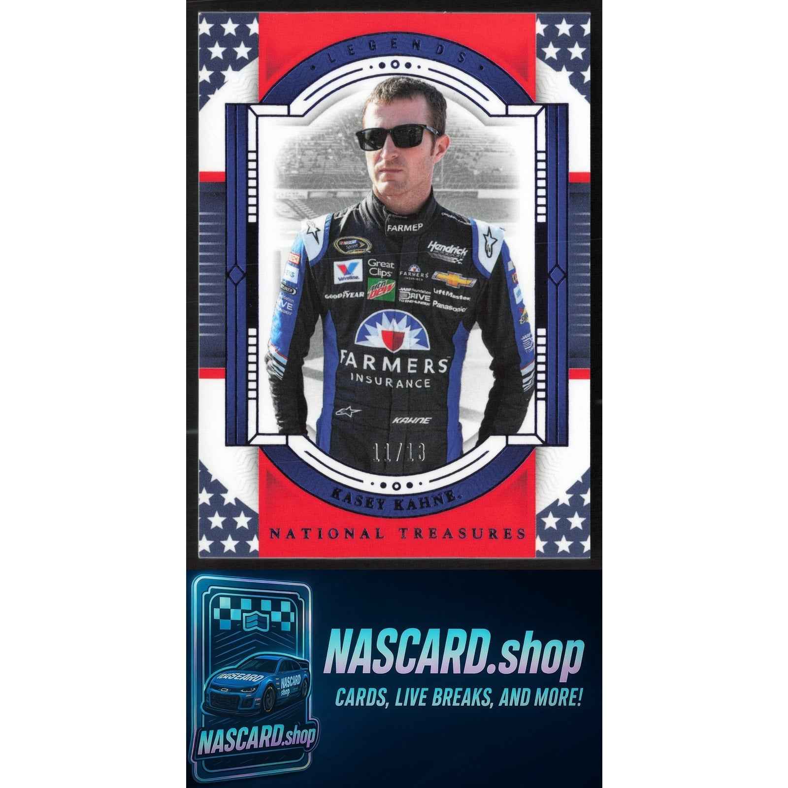 2024 Panini National Treasures #91 Kasey Kahne Stars And Stripes #/13