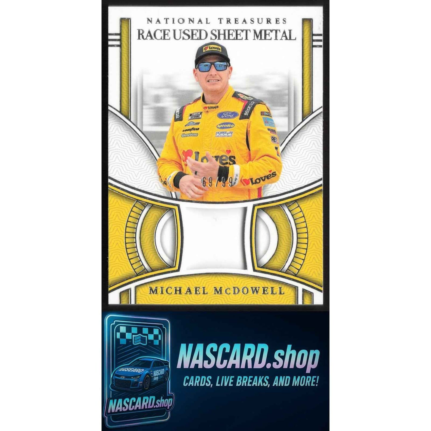 2024 Panini National Treasures Michael McDowell Race Used Sheet Metal #/99
