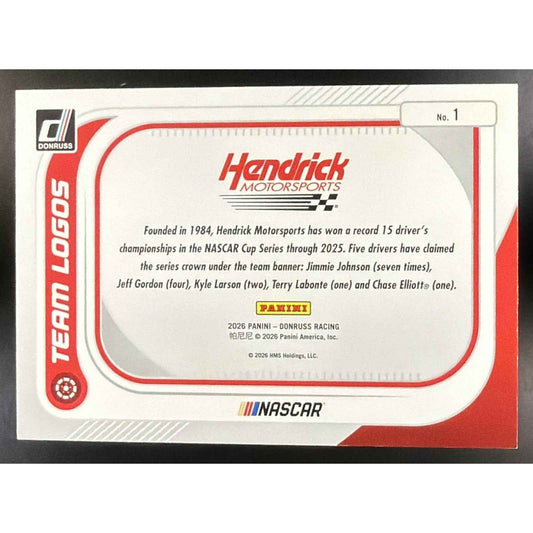 2026 Panini Donruss NASCAR Hendrick Motorsports #1 Team Logos Diamond Plate /199