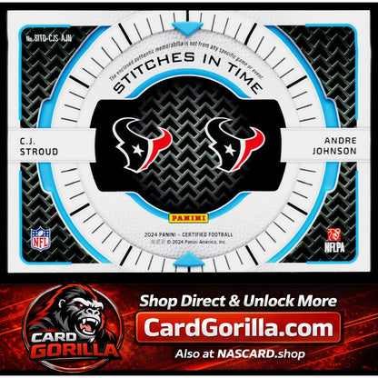 202 Certified CJ Stroud Andre Johnson Stitches in Time Dual Mirror Teal #/15
