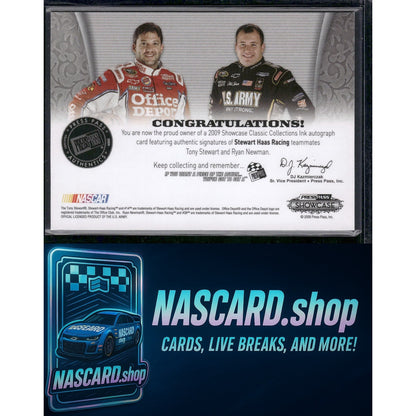 2009 Press Pass Tony Stewart Ryan Newman Classic Collections Ink Gold #/25 - NASCARD.shop