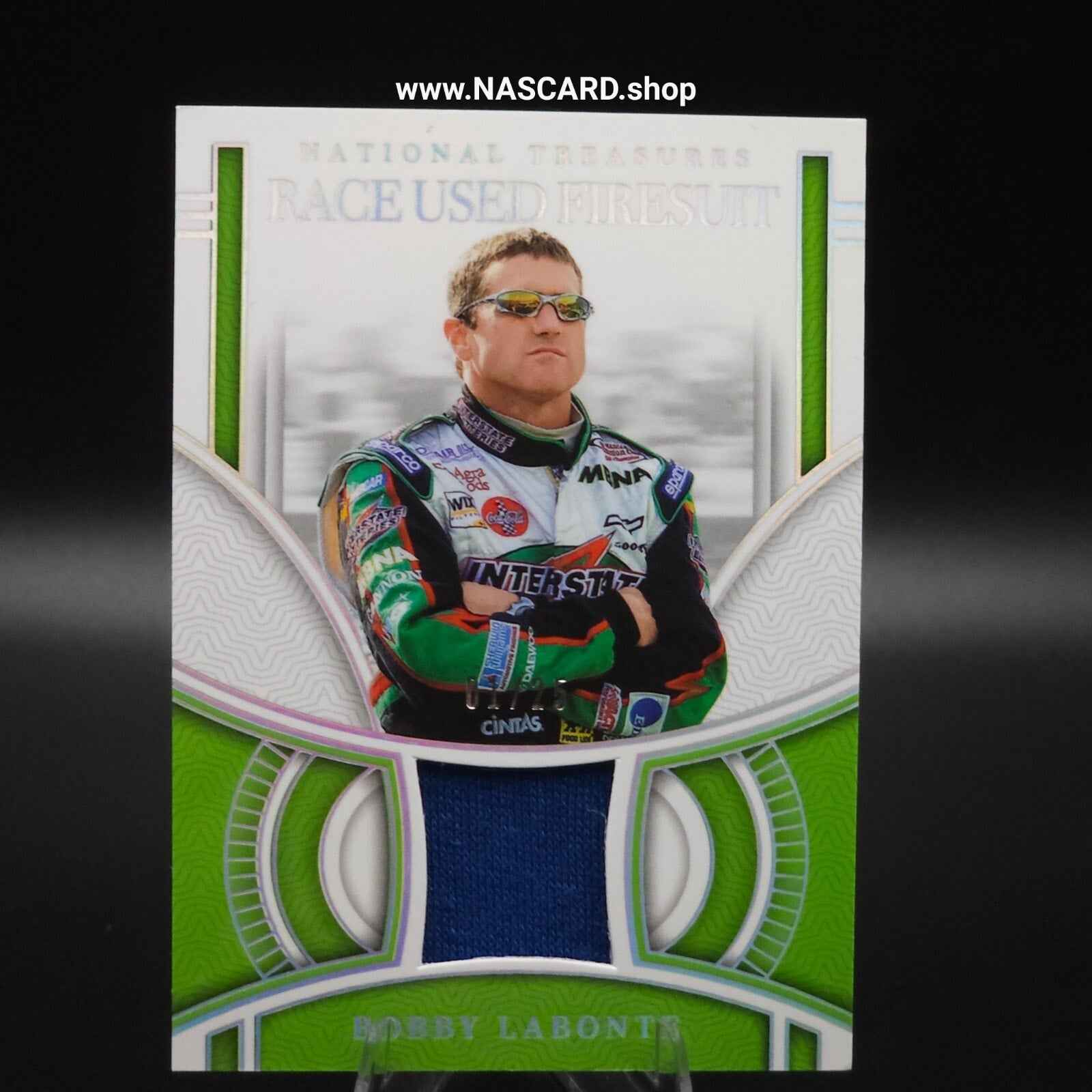 2024 National Treasures Race Used Firesuit Holo Silver Bobby Labonte 01/25 - NASCARD.shop