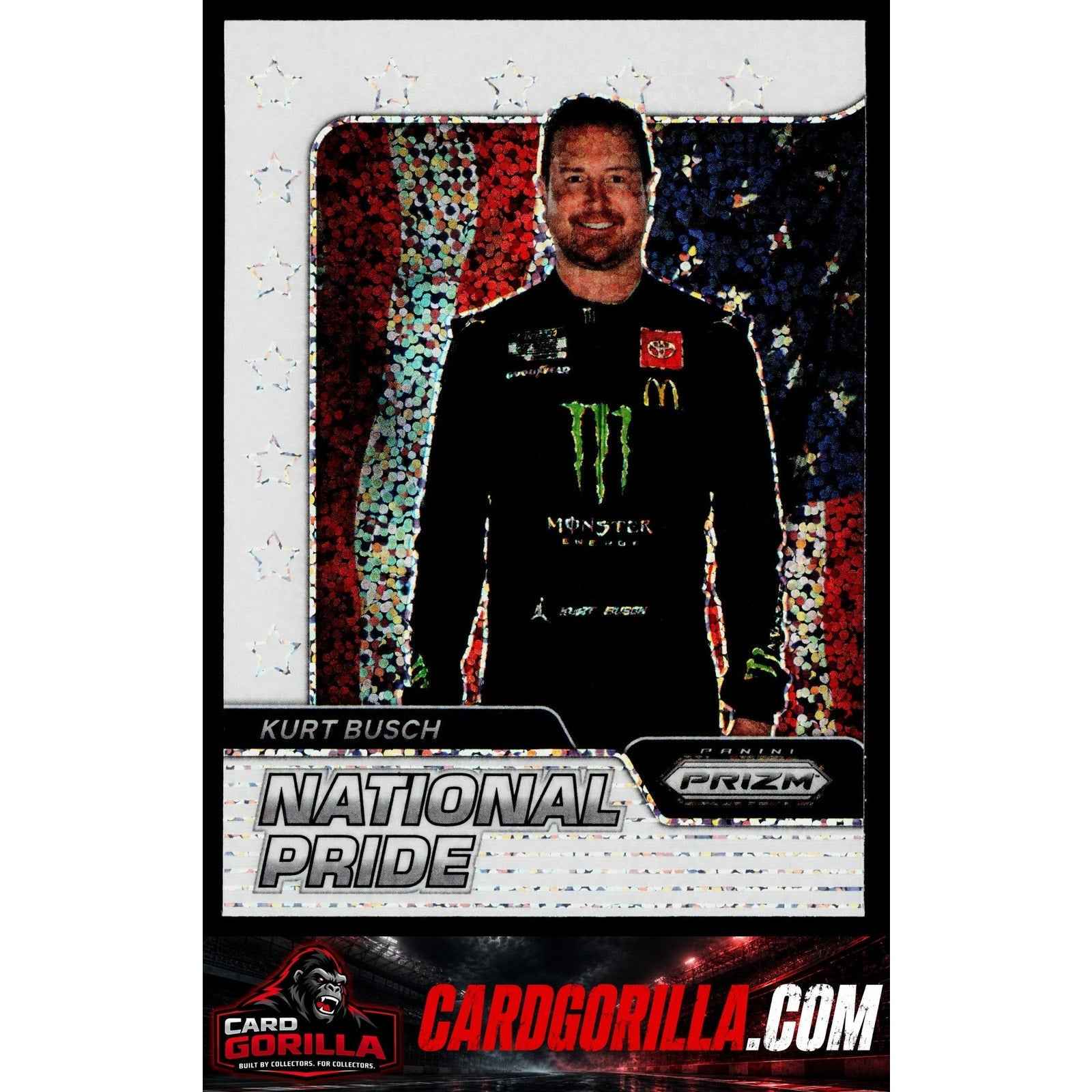 2022 Panini Prizm #NP-KU Kurt Busch National Pride White Sparkle Prizm