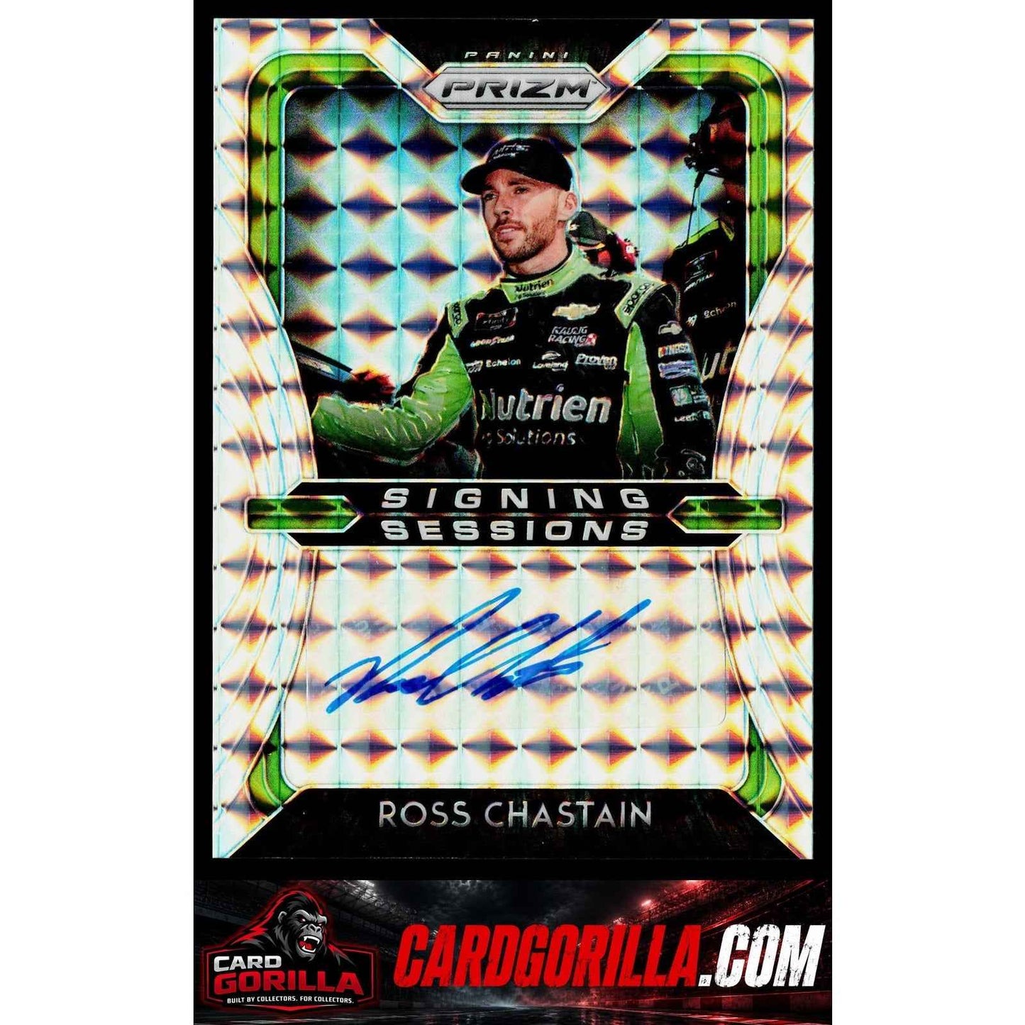 2020 Panini Prizm #SS-RC Ross Chastain Signing Sessions Silver Mosaic #/99