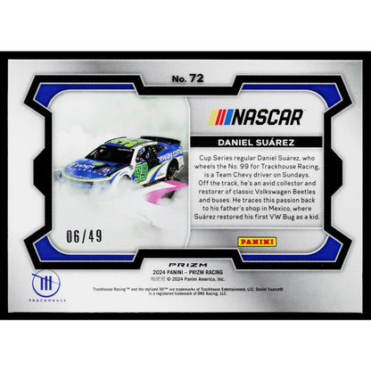 2024 Panini Prizm #72 Daniel Suarez Carolina Blue #/49