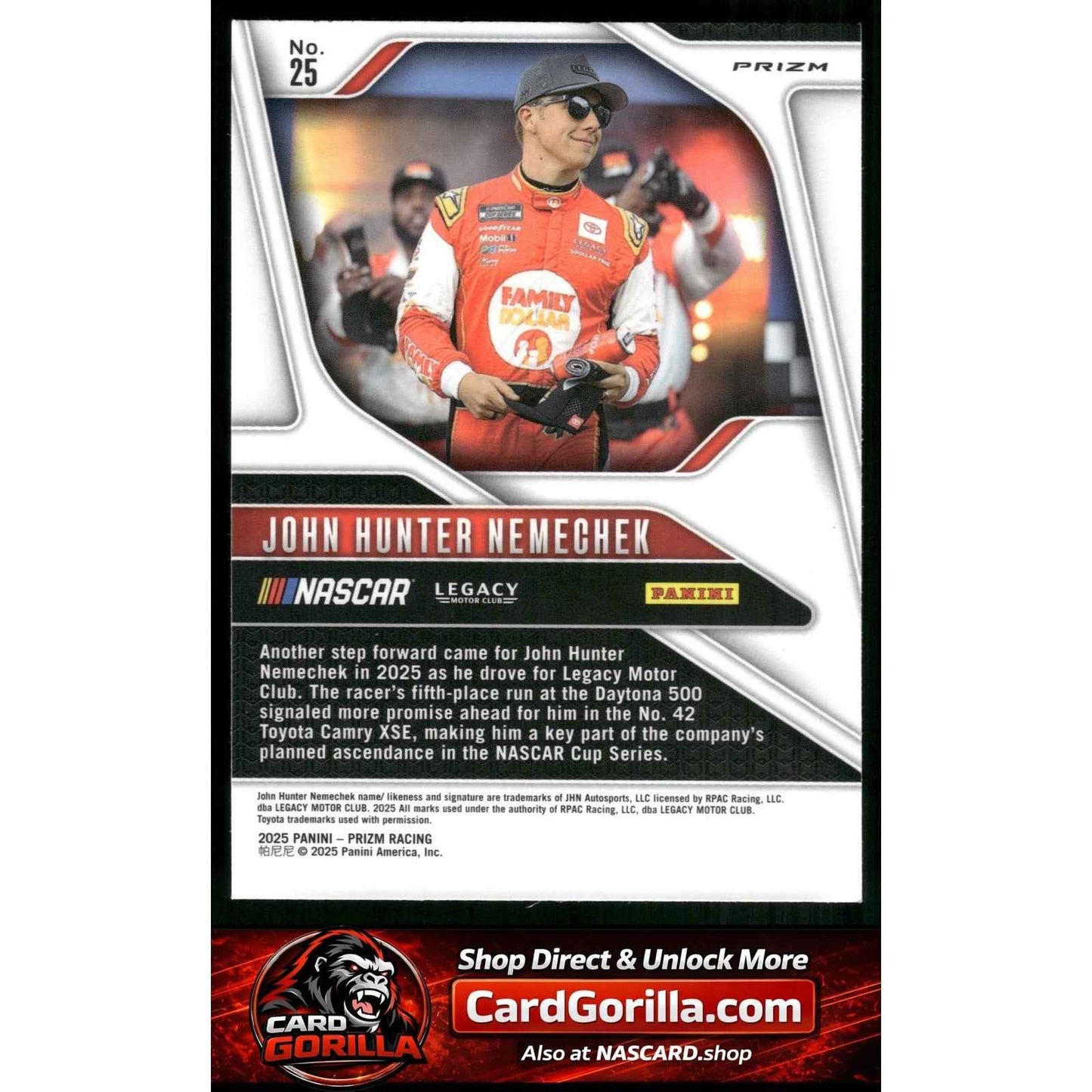 2025 Panini Prizm #25 John Hunter Nemechek White Sparkle