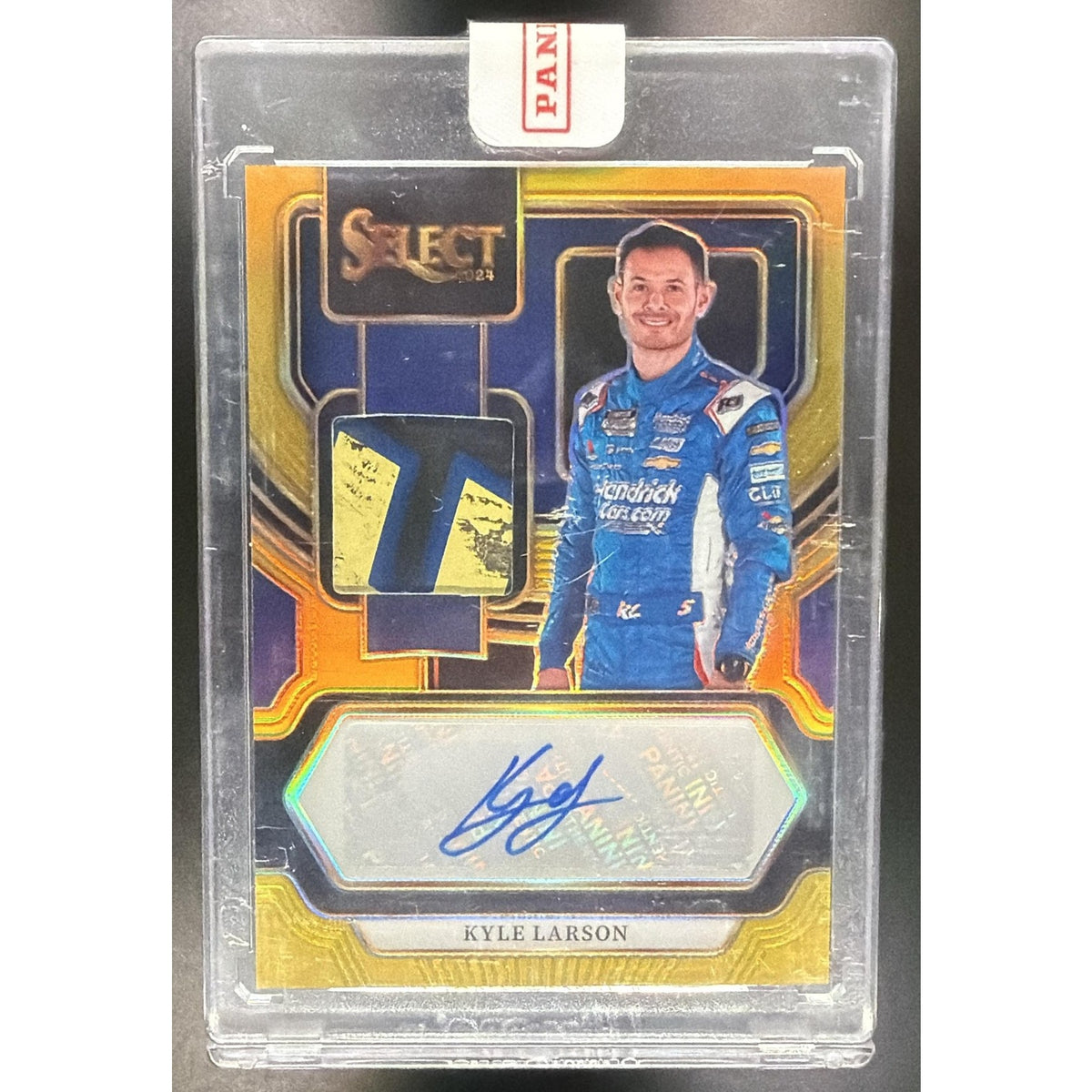2024 Panini Select Nascar Kyle Larson #AM-KLS Auto Memorabilia Gold Prizms /10