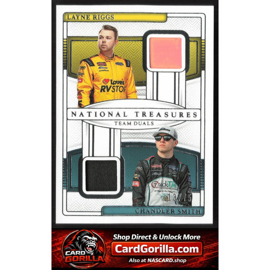 2025 Panini National Treasures #TD-RS Layne Riggs/Chandler Smith Team Duals #/75