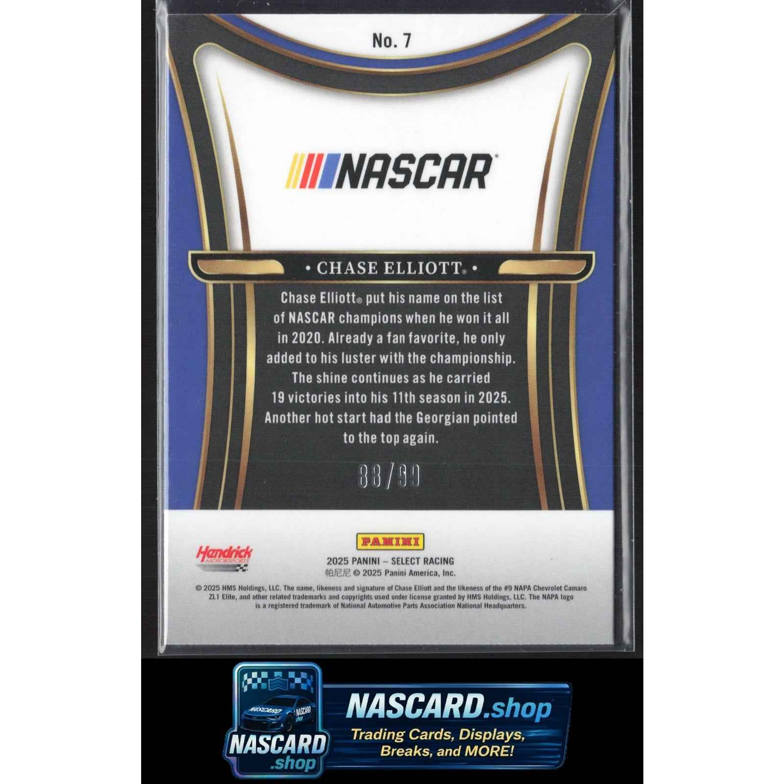 2025 Panini Select #7 Chase Elliott Sensations Red Prizms #/99