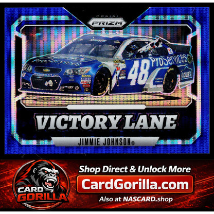 2025 Panini Prizm #15 Jimmie Johnson Victory Lane Blue Pulsar #/75