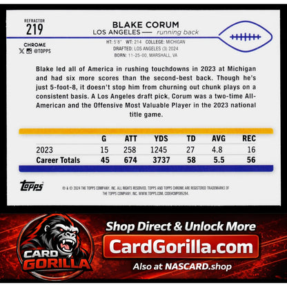 2024 Topps Chrome #219 Blake Corum Refractor