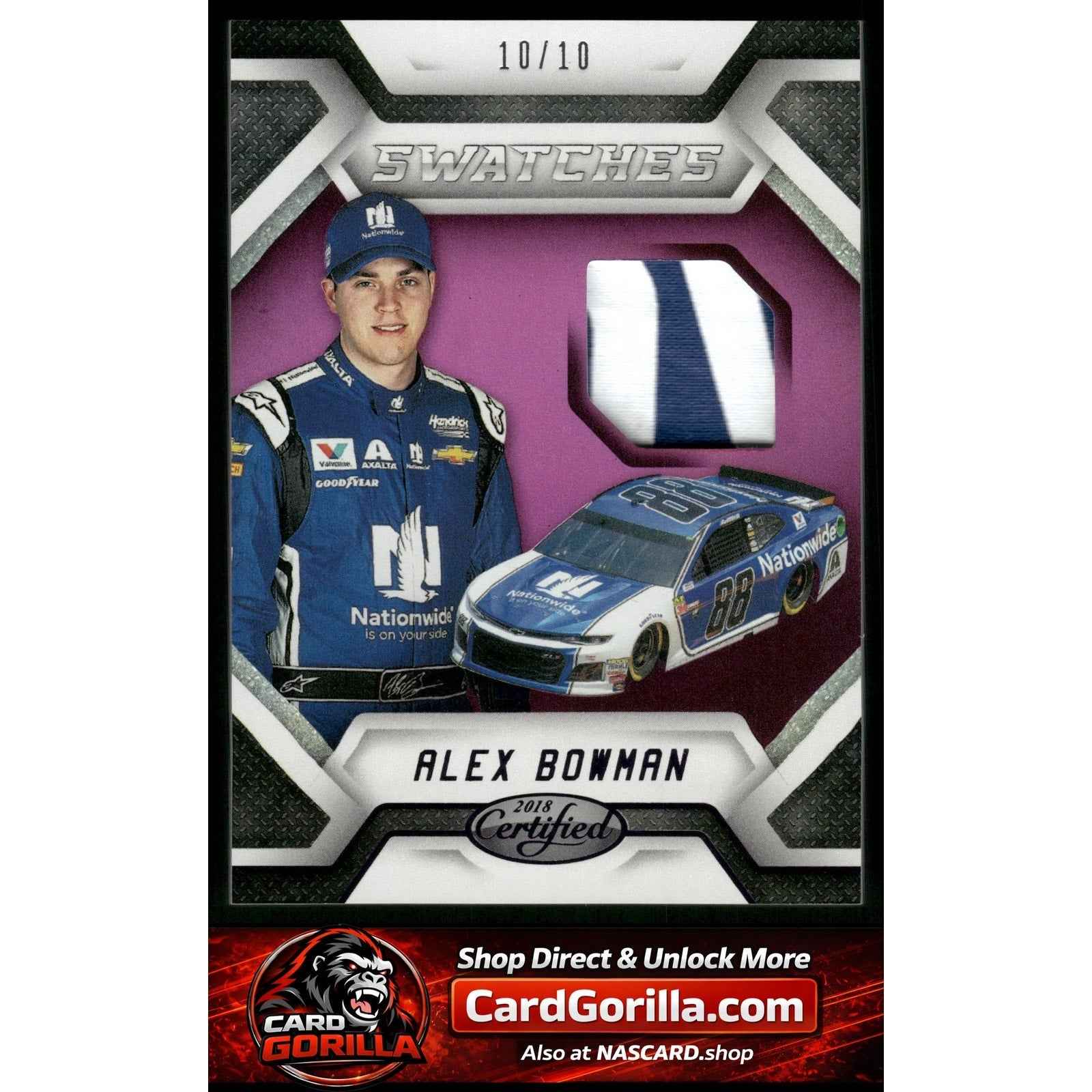 2018 Panini Certified #CS-AB Alex Bowman Cup Swatches Purple #10/10