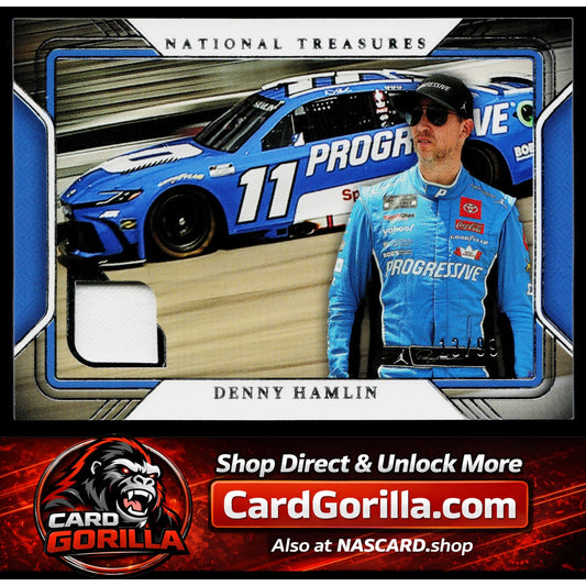 2025 Panini National Treasures #TG-DHN Denny Hamlin Track Gear #/99