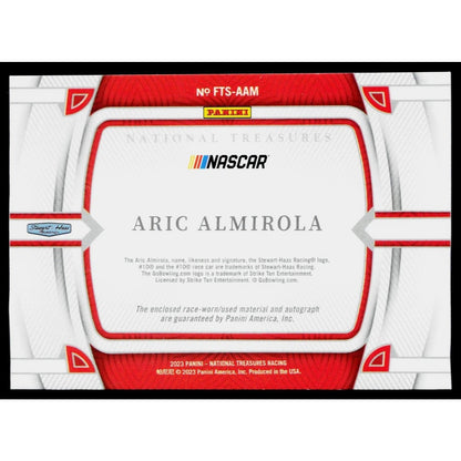 2023 Panini National Treasures Aric Almirola Firesuit Treasures Signatures #/99