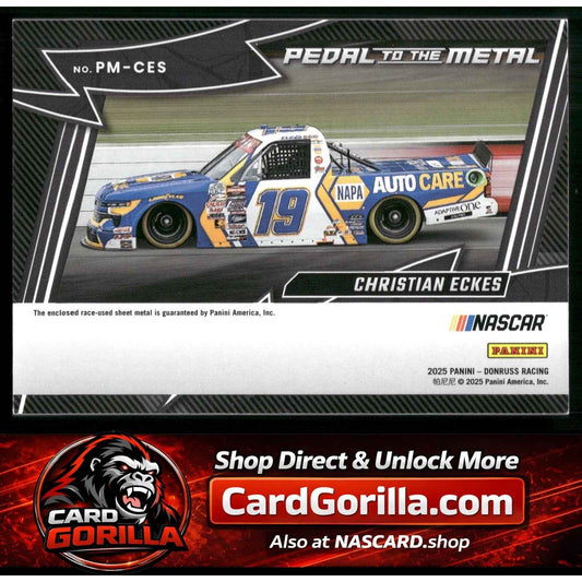 2025 Donruss #PM-CES Christian Eckes Pedal to the Metal Materials