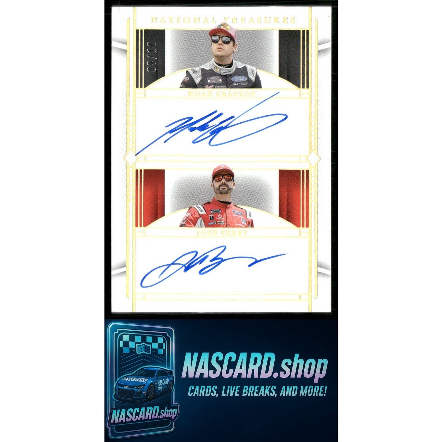 2024 National Treasures Josh Berry Noah Gragson Dual Autographs Holo Gold #08/10