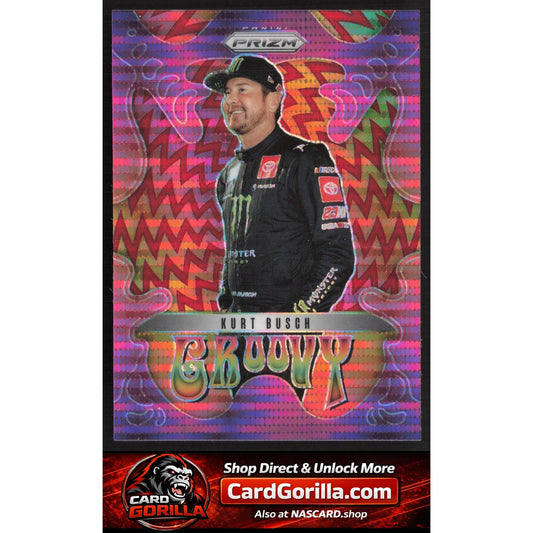 2025 Panini Prizm #9 Kurt Busch Groovy Red Pulsar #/199