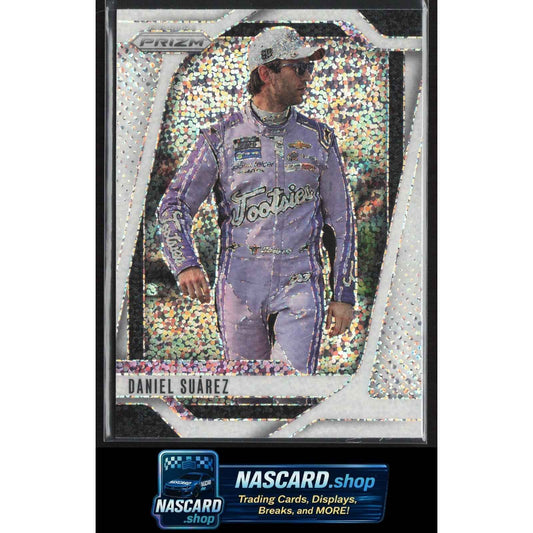 2025 Panini Prizm #36 Daniel Suarez White Sparkle