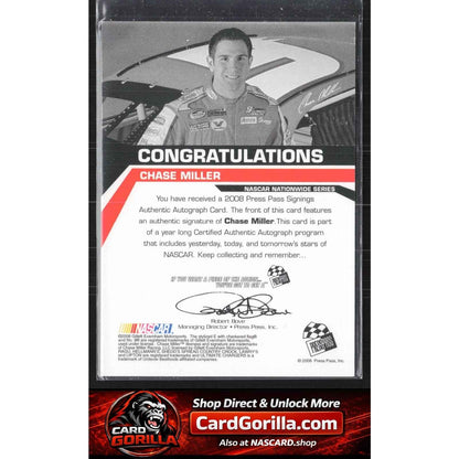 2008 Press Pass #NNO Chase Miller Signings Silver #/100