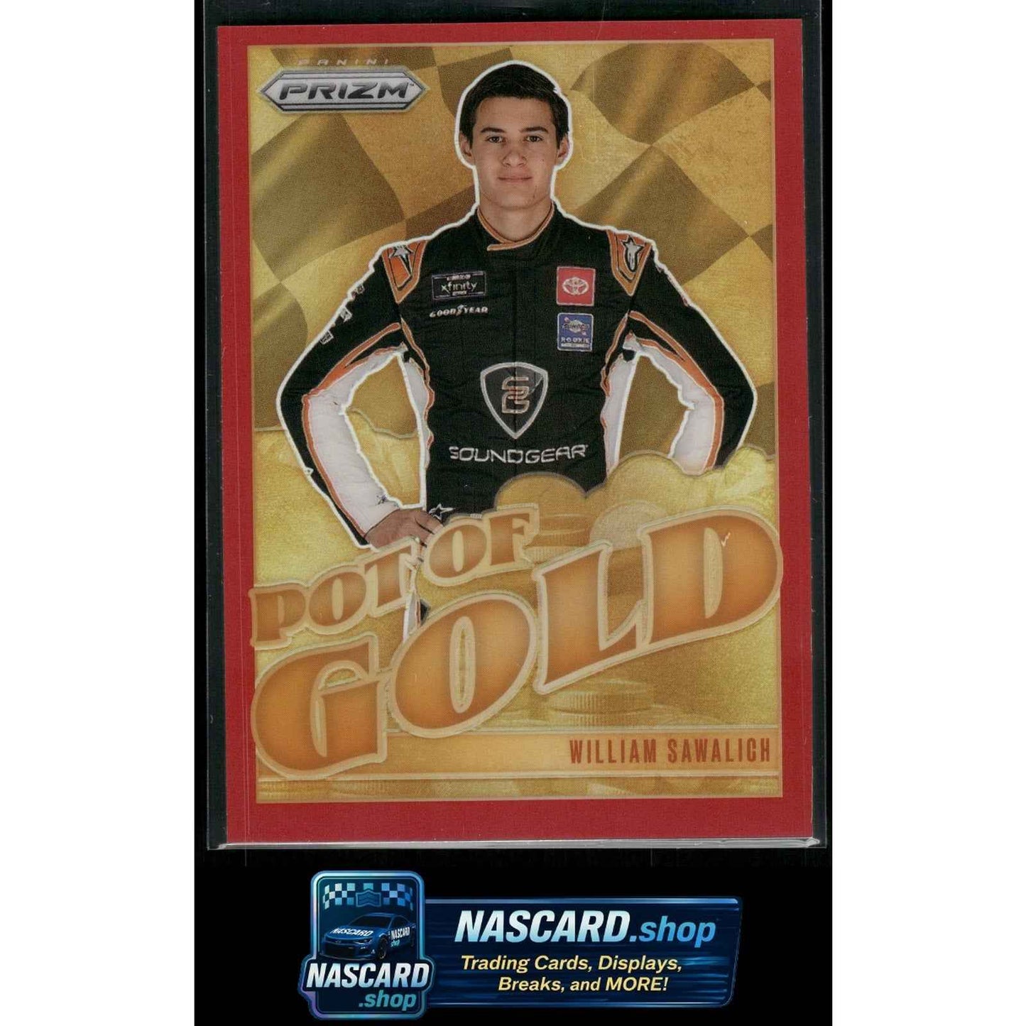 2025 Panini Prizm #20 William Sawalich Pot Of Gold Red #/99