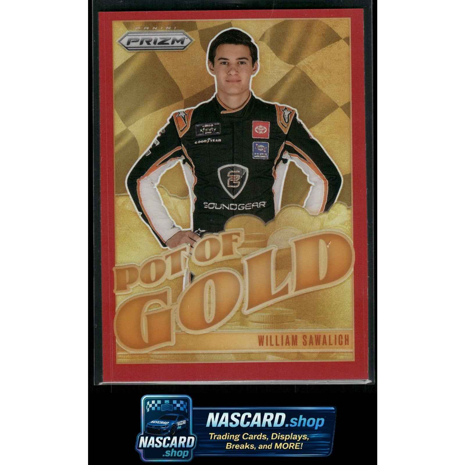 2025 Panini Prizm #20 William Sawalich Pot Of Gold Red #/99