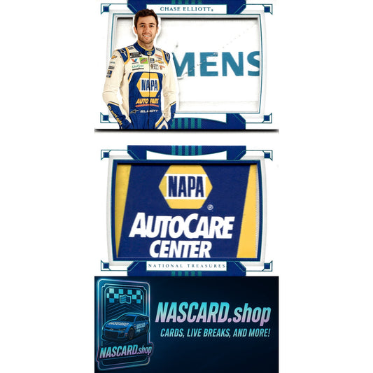 2020 National Treasures Chase Elliott Jumbo Patch Booklet NAPA SIEMENS 1/1 - NASCARD.shop