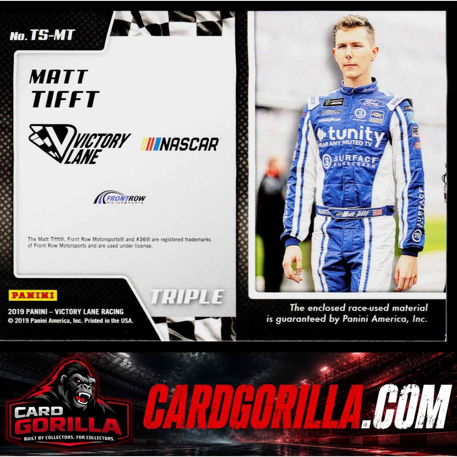 2019 Panini Victory Lane #TS-MT Matt Tifft Triple Swatches