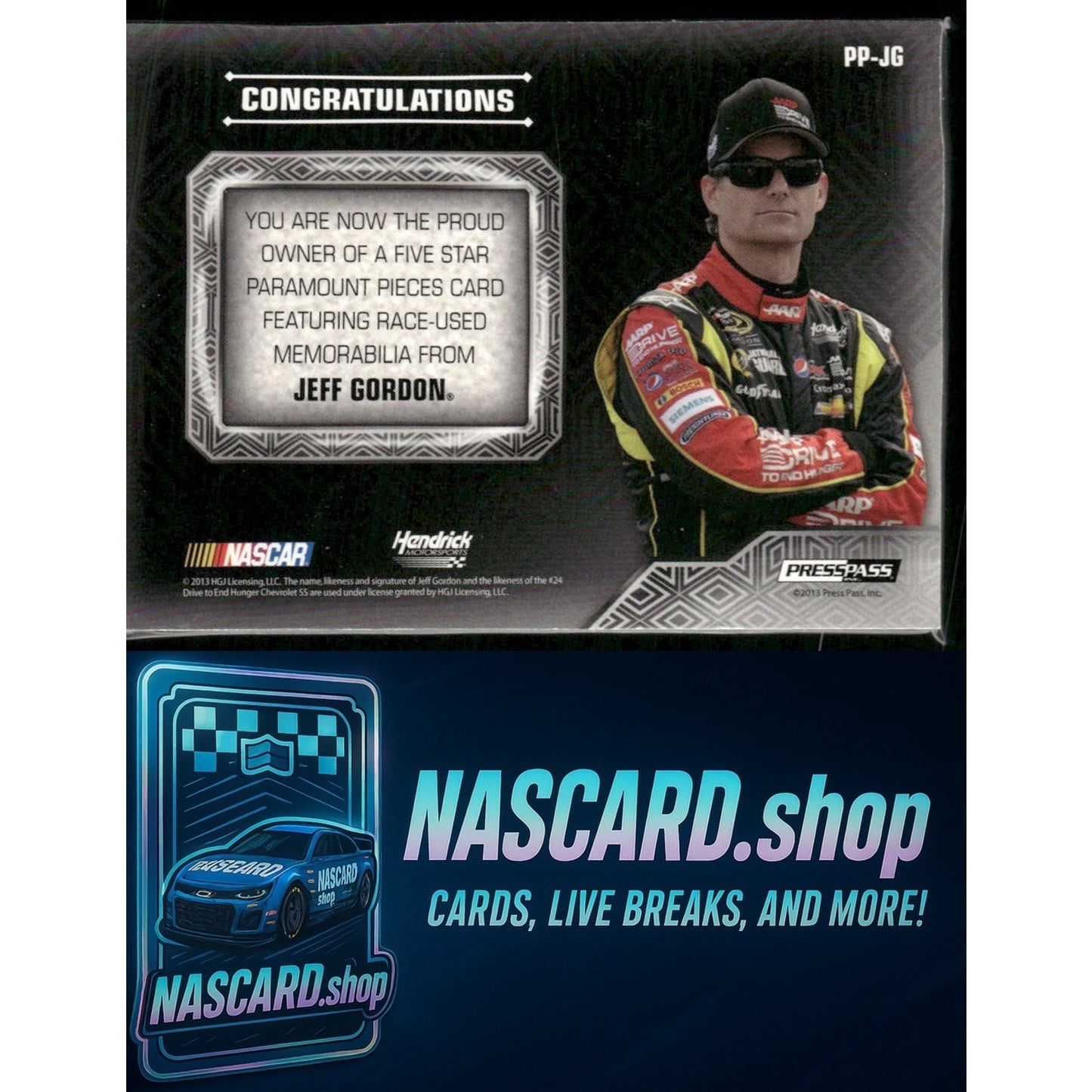 2010 Press Pass Five Star #PP-JG Jeff Gordon Paramount Pieces Holofoil #01/10 - Card Gorilla