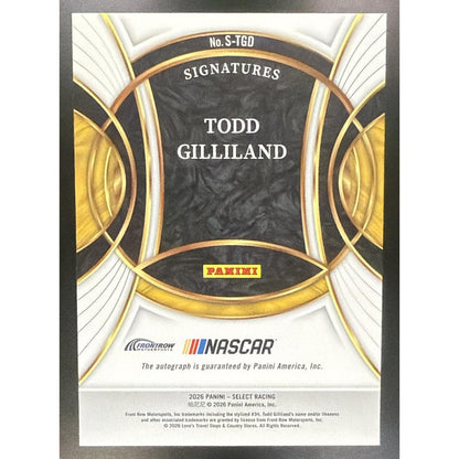 2026 Panini Select NASCAR Todd Gilliland #S-TGD Signatures Auto
