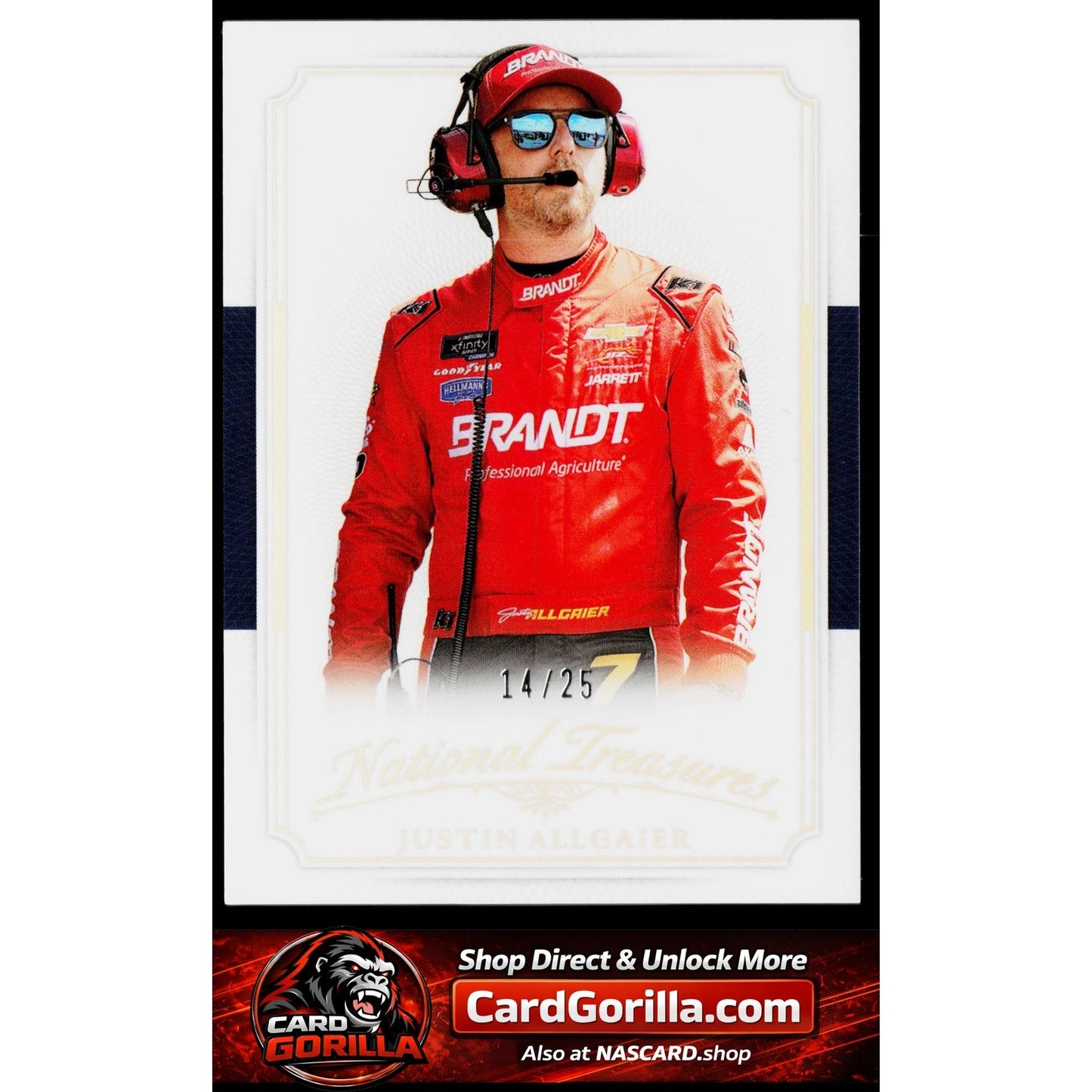 2025 Panini National Treasures Justin Allgaier 2016 Throwback Holo Silver #/25