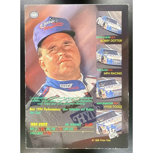 1995 Press Pass VIP Bobby Dotter #39 Auto