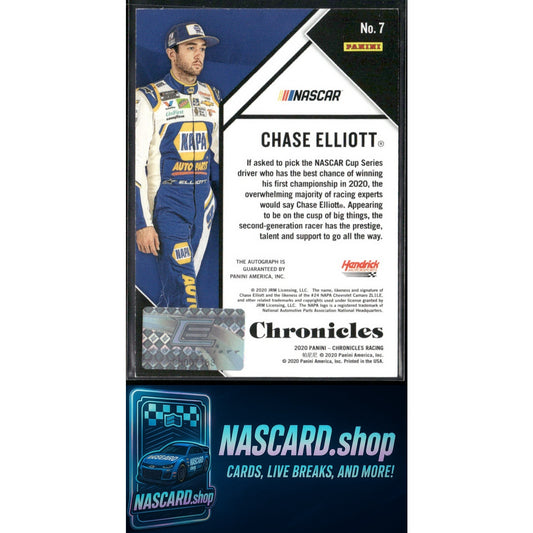 2020 Panini Chronicles #7 Chase Elliott Chronicles Autographs Purple #1/9