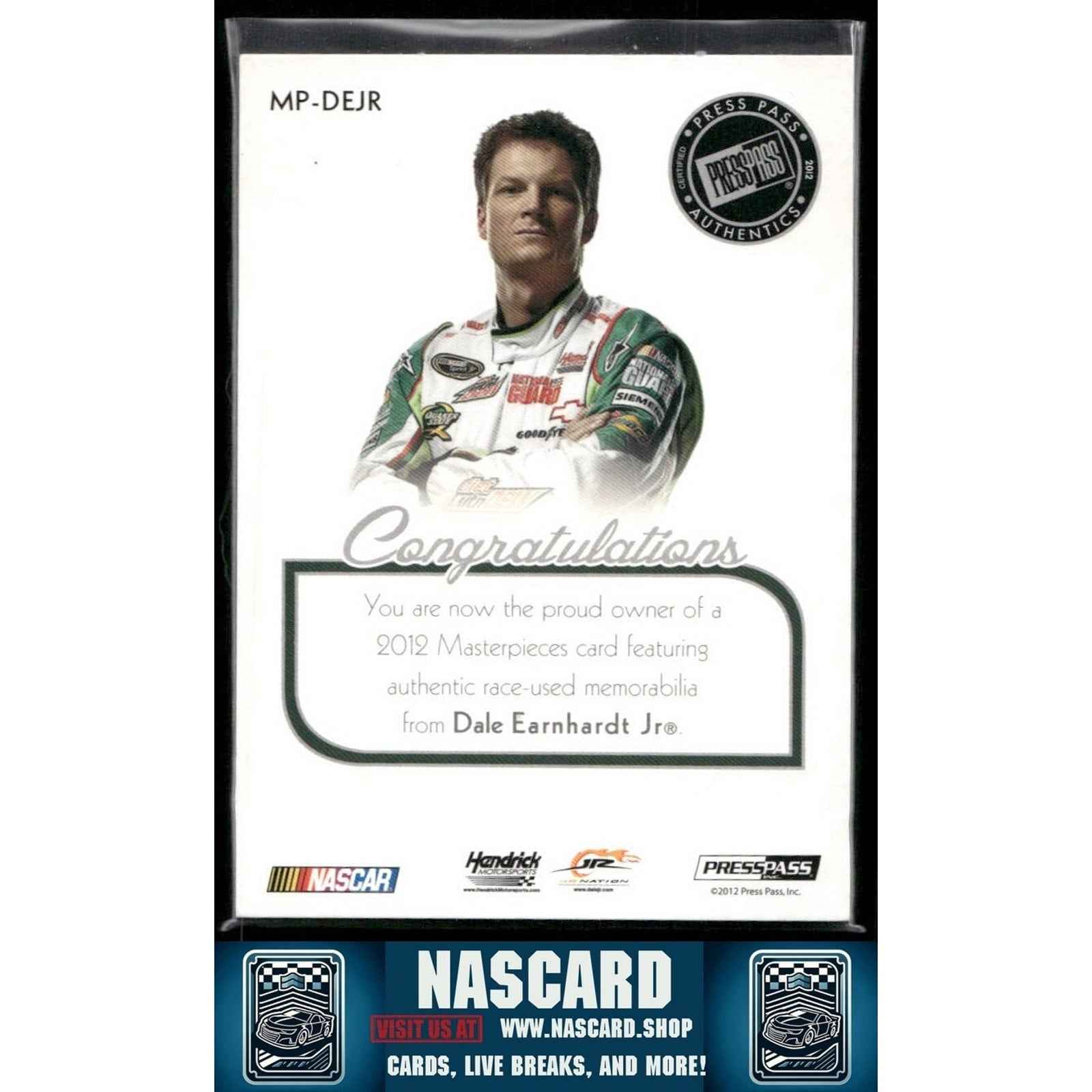 2012 Press Pass Showcase Masterpieces Memorabilia HoloFoil Dale Earnhardt Jr 5/5 - NASCARD.shop