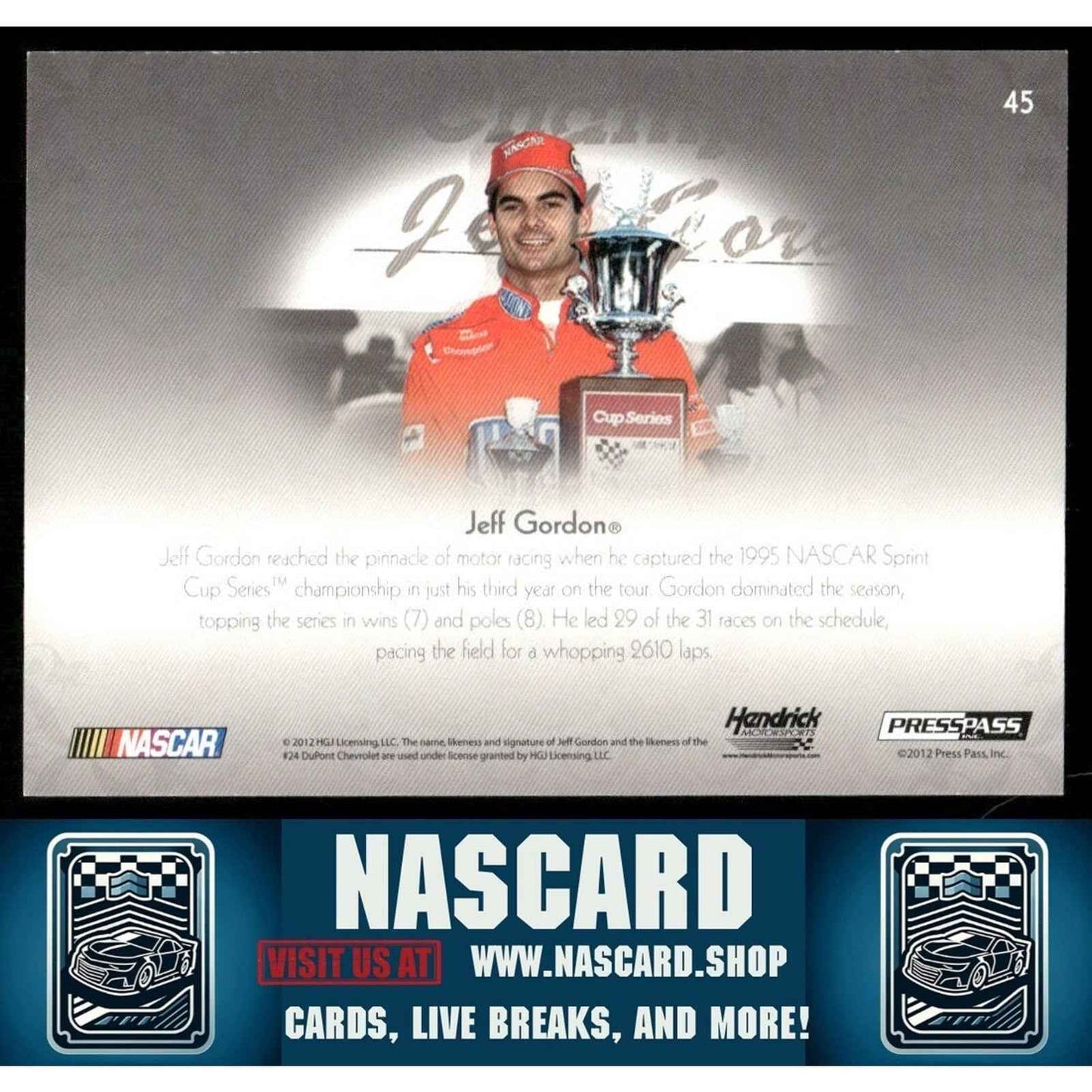 2012 Press Pass Showcase - Defining Moments Jeff Gordon Green #45 1/5 - NASCARD.shop