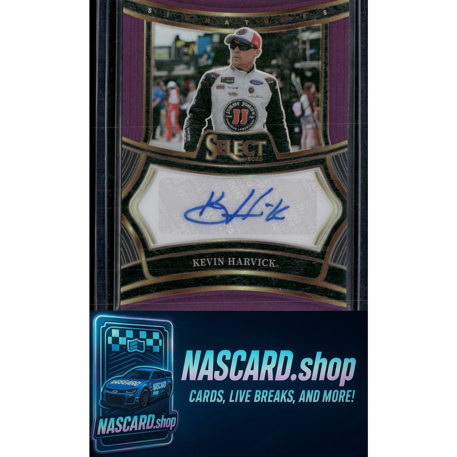 2025 Select Racing #S-KHK Kevin Harvick Signatures Purple Prizms #/49 - Card Gorilla