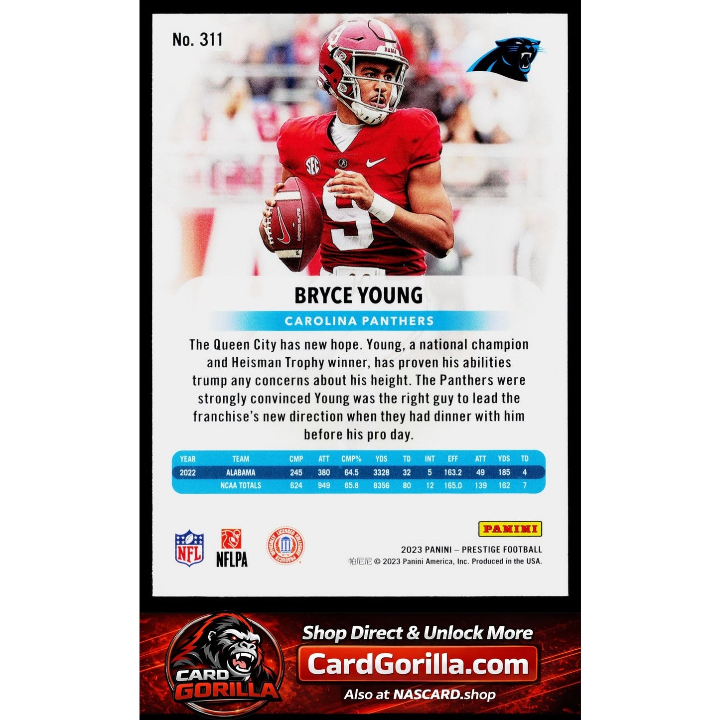 2023 Panini Prestige #311 Bryce Young Xtra Points Sunburst